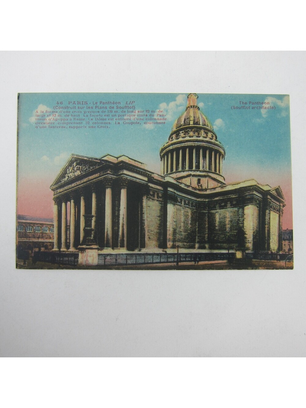 Postcard Paris France Pantheon Building Exterior in Color Antique Unposted RARE